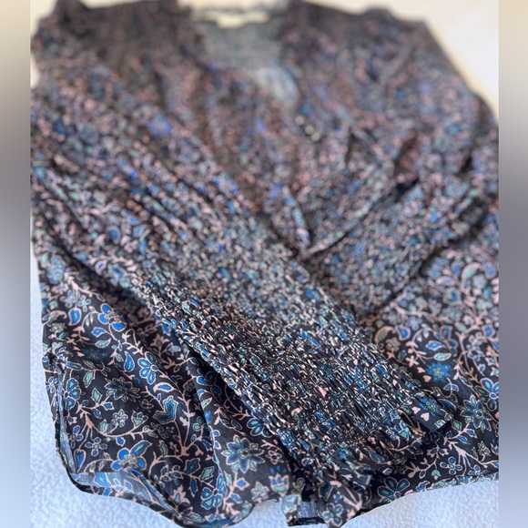 Veronica Beard Jaz Chiffon Floral Tie Split Neck Blouse Top, Size 4 - Picture 8 of 12